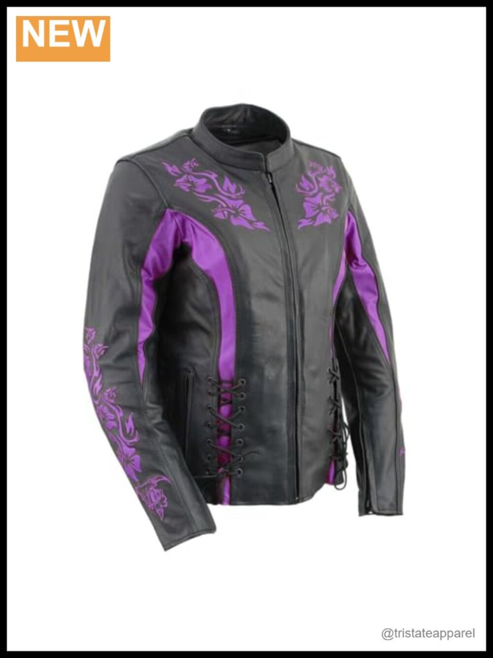 Premium Leather Racer Style Biker Jacket with Mandarin Collar